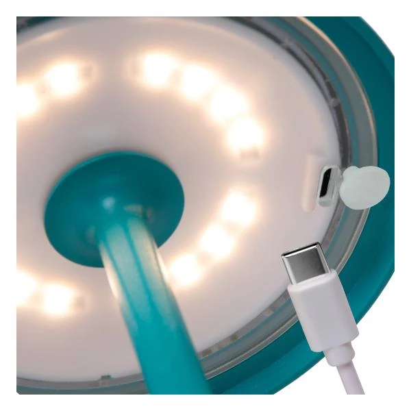 Lucide JOY - Lampe de table Intérieur/Extérieur Rechargeable - Batterie/Piles - Ø 12 cm - LED Dim. - 1x1,5W 3000K - IP54 - Turquoise - DETAIL 4